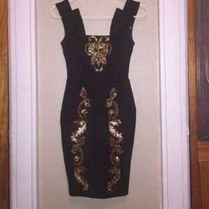 Black Lipsy dress with gold sequins